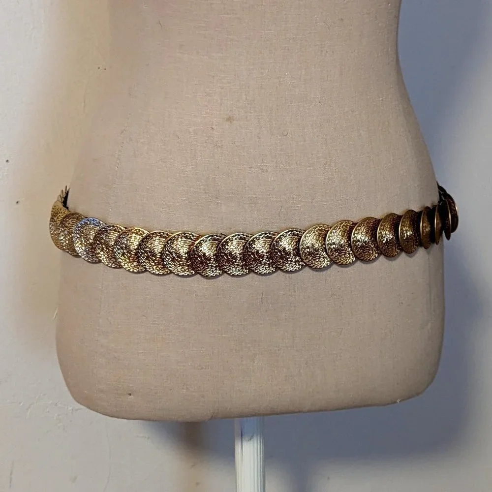 Vintage Gold Coin Belt Metal Statement Stretch Boho Festival‎ Tribal Disco